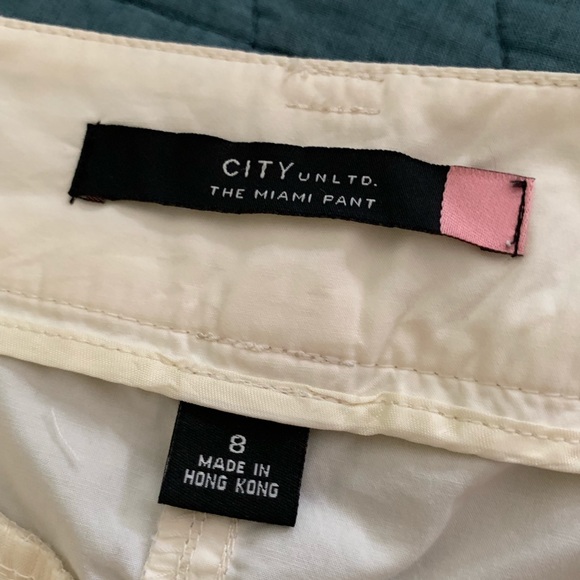NWT City Unltd Ivory Cargo Capri Cotton Pants - Picture 6 of 6